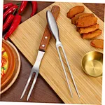 Bbq fork with wood handle